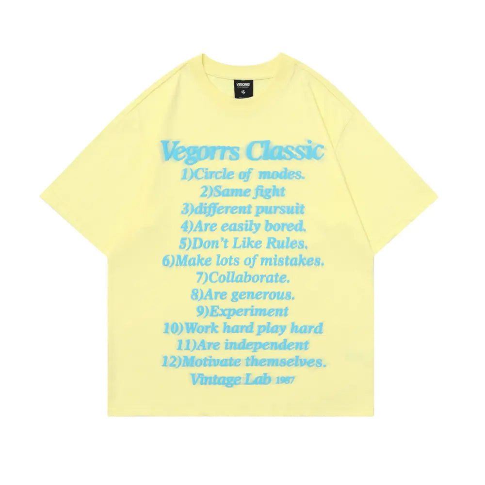 Unisex Lemon Yellow Graphic Letter T-Shirt, Vintage Y2K