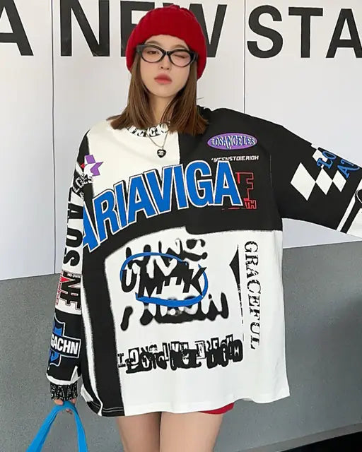 Vintage American Long Sleeve T-Shirt for Women Y2K