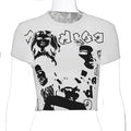 Y2K Face Print Short Sleeve T-Shirt for Resale