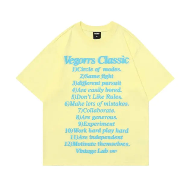 Unisex Lemon Yellow Graphic Letter T-Shirt, Vintage Y2K